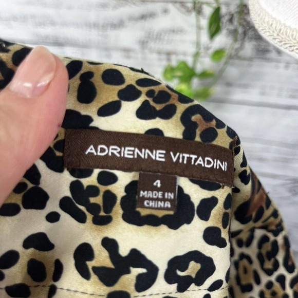 Adrienne Vittadini Skirt 4 Brown Black Gold Cheetah Animal Straight Pencil Belt - Picture 10 of 10